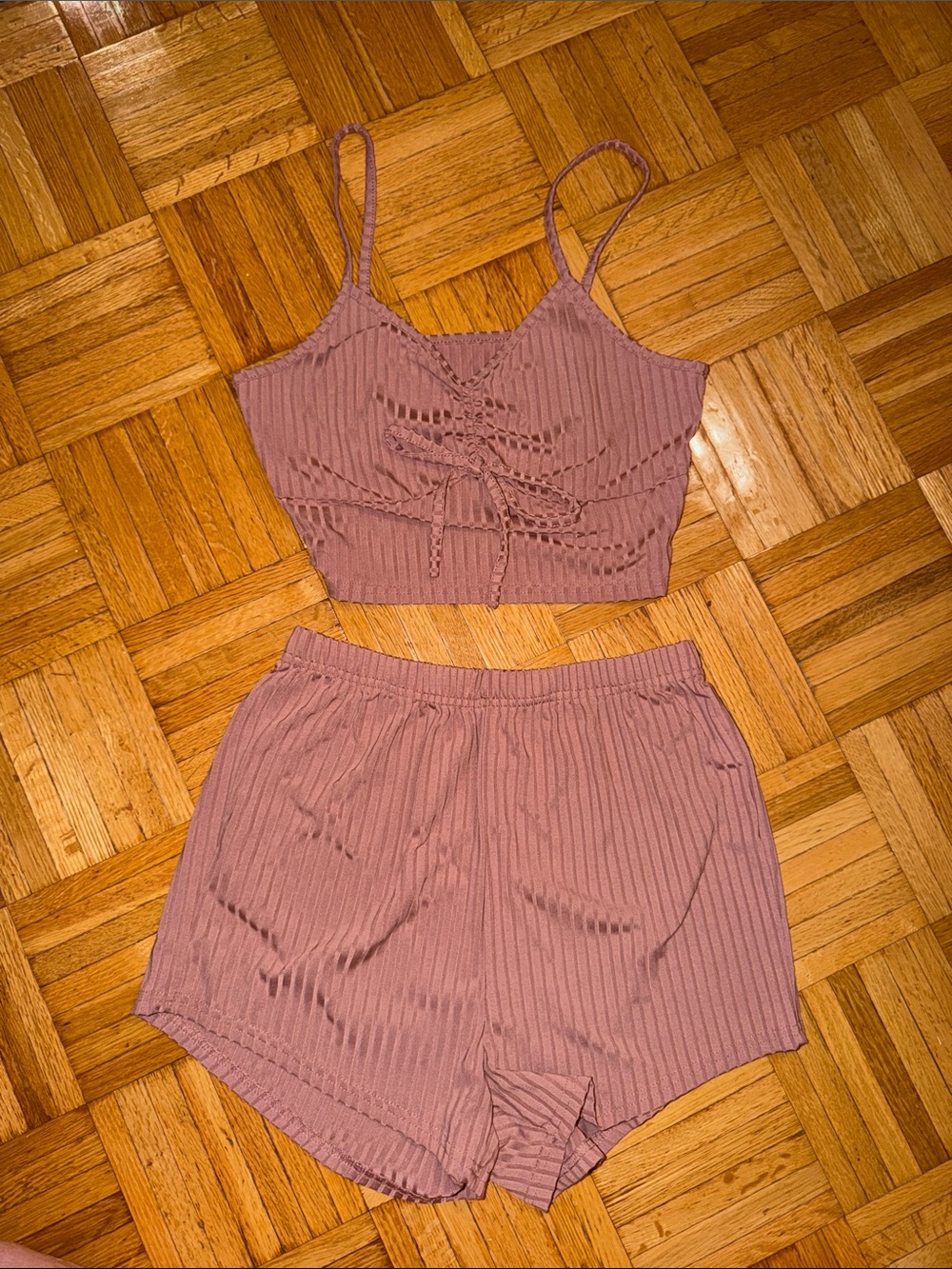 Ribbed Mauve Pajama Set